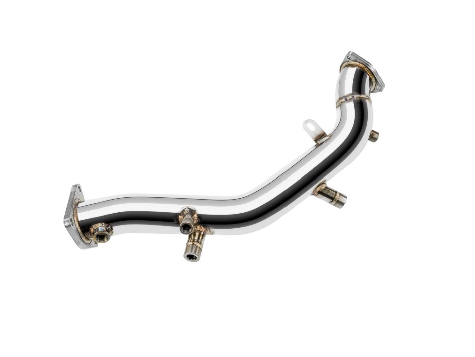 Downpipe Pro inox poli pour Audi A6 2.0 TDI C6 C7 vu de trois quarts