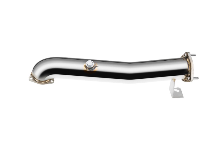 Downpipe inox poli pour Audi A6 C6 2.7 et 3.0 TDI vu de profil
