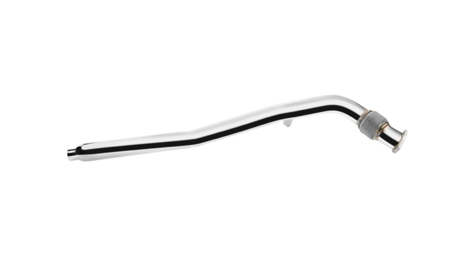 Downpipe Pro inox Audi A6 C6 avec flexible tressé vu de côté