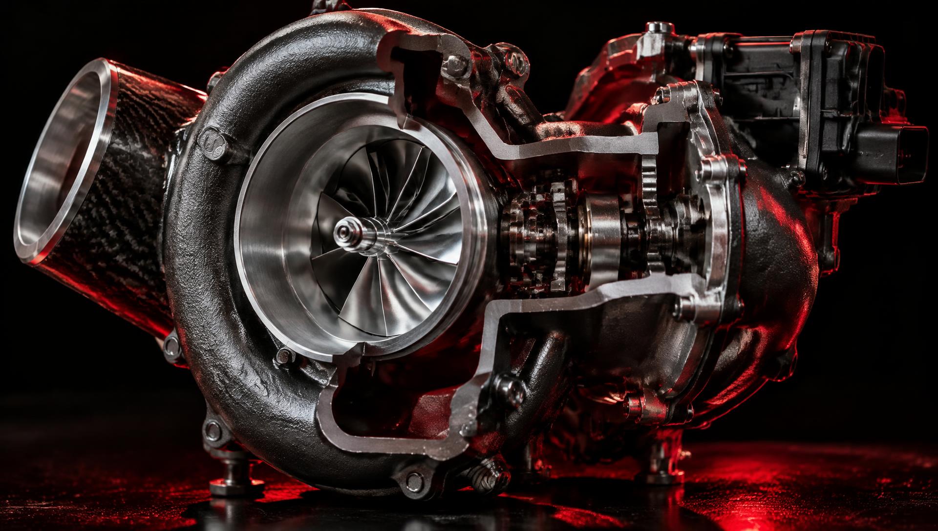 Turbocompresseur en coupe avec actuateur électronique